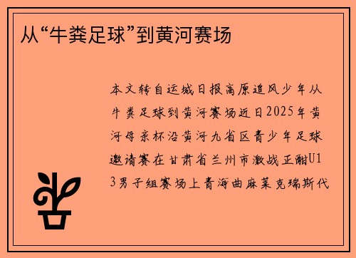 从“牛粪足球”到黄河赛场